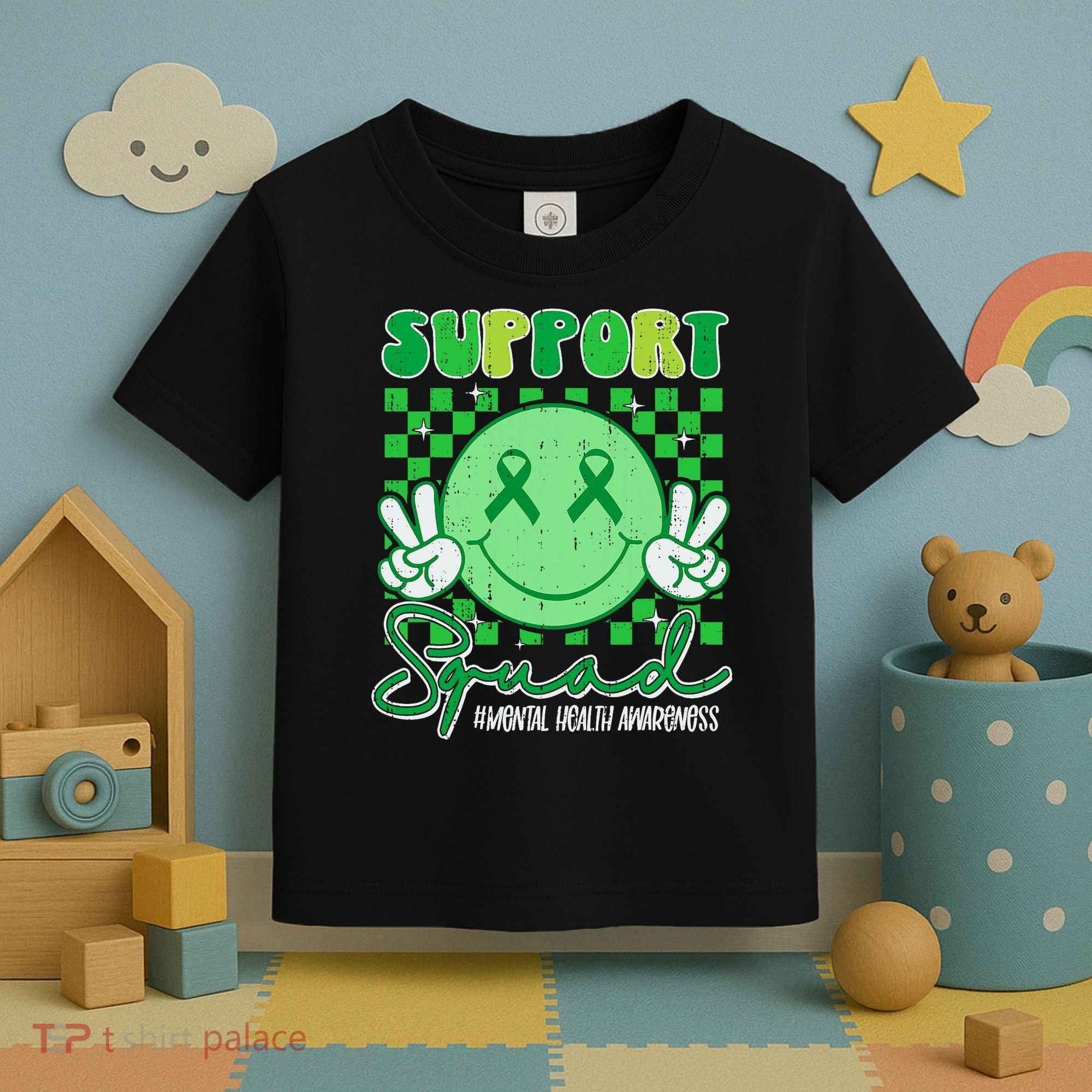 Mental Health Matters Awareness Support Squad Green Ribbon  Toddler T-Shirt