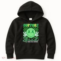 Mental Health Matters Awareness Support Squad Green Ribbon  Kids Hoodie thumb 0