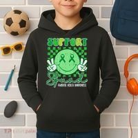 Mental Health Matters Awareness Support Squad Green Ribbon  Kids Hoodie thumb 2