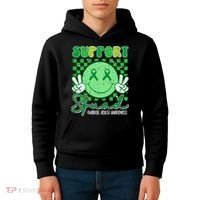 Mental Health Matters Awareness Support Squad Green Ribbon  Kids Hoodie thumb 4