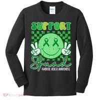 Mental Health Matters Awareness Support Squad Green Ribbon  Kids Long Sleeve Shirt thumb 0