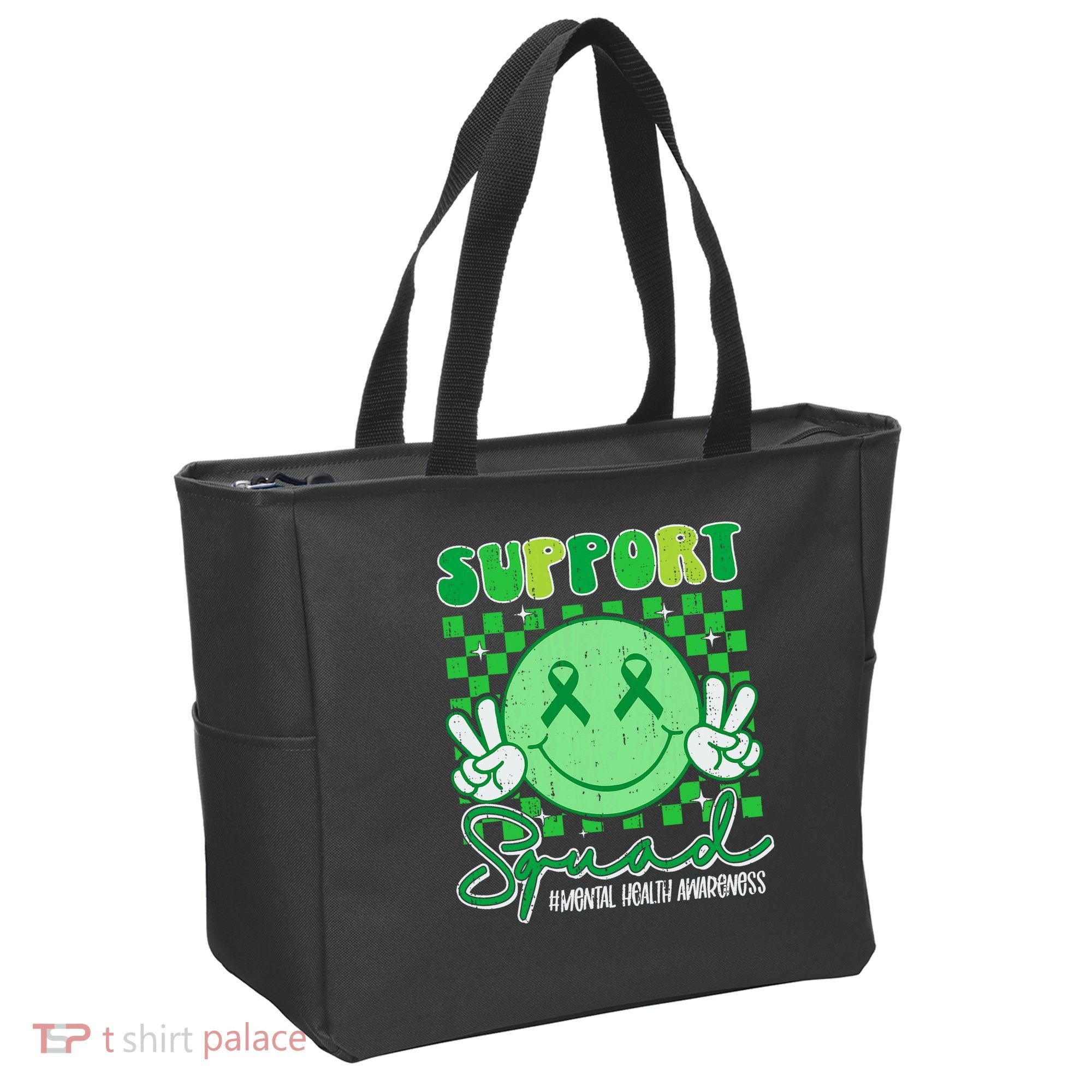 Mental Health Matters Awareness Support Squad Green Ribbon  Tote Bag