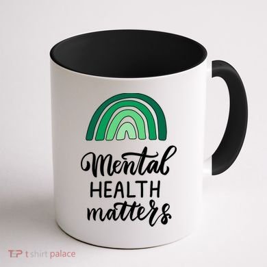 Mental Health Matters Awareness Month Rainbow Coffee Mug back