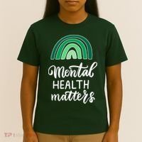 Mental Health Matters Awareness Month Rainbow T-Shirt thumb 4