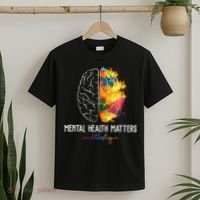 Mental Health Matters End The Stigma Colorful Brain T-Shirt thumb 2