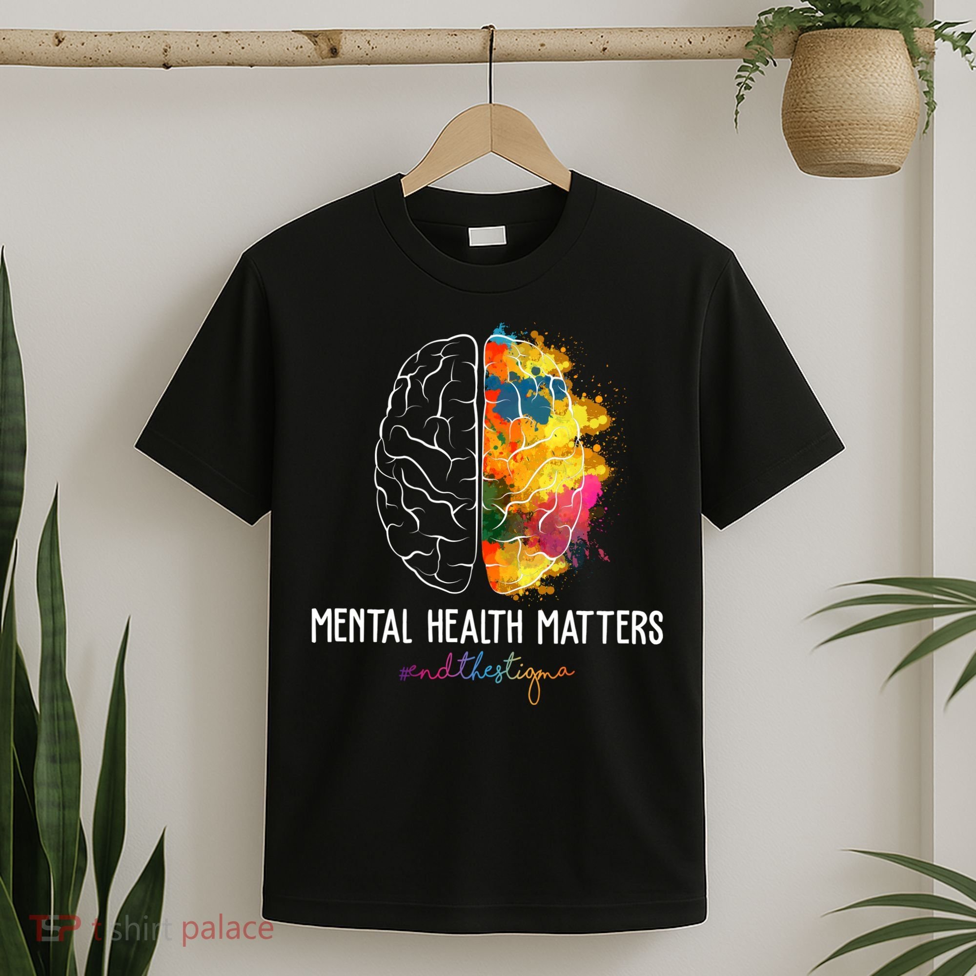 Mental Health Matters End The Stigma Colorful Brain T-Shirt