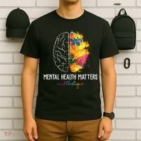 Mental Health Matters End The Stigma Colorful Brain T-Shirt thumb 6