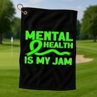 Mental Health My Jam Mental Health Awareness Golf Towel thumb 1