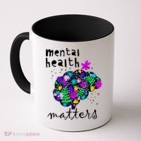 Mental Health Matters Flowers Brain Awareness Month Coffee Mug thumb 0