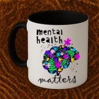 Mental Health Matters Flowers Brain Awareness Month Coffee Mug thumb 2