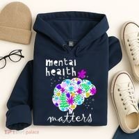 Mental Health Matters Flowers Brain Awareness Month Hoodie thumb 4