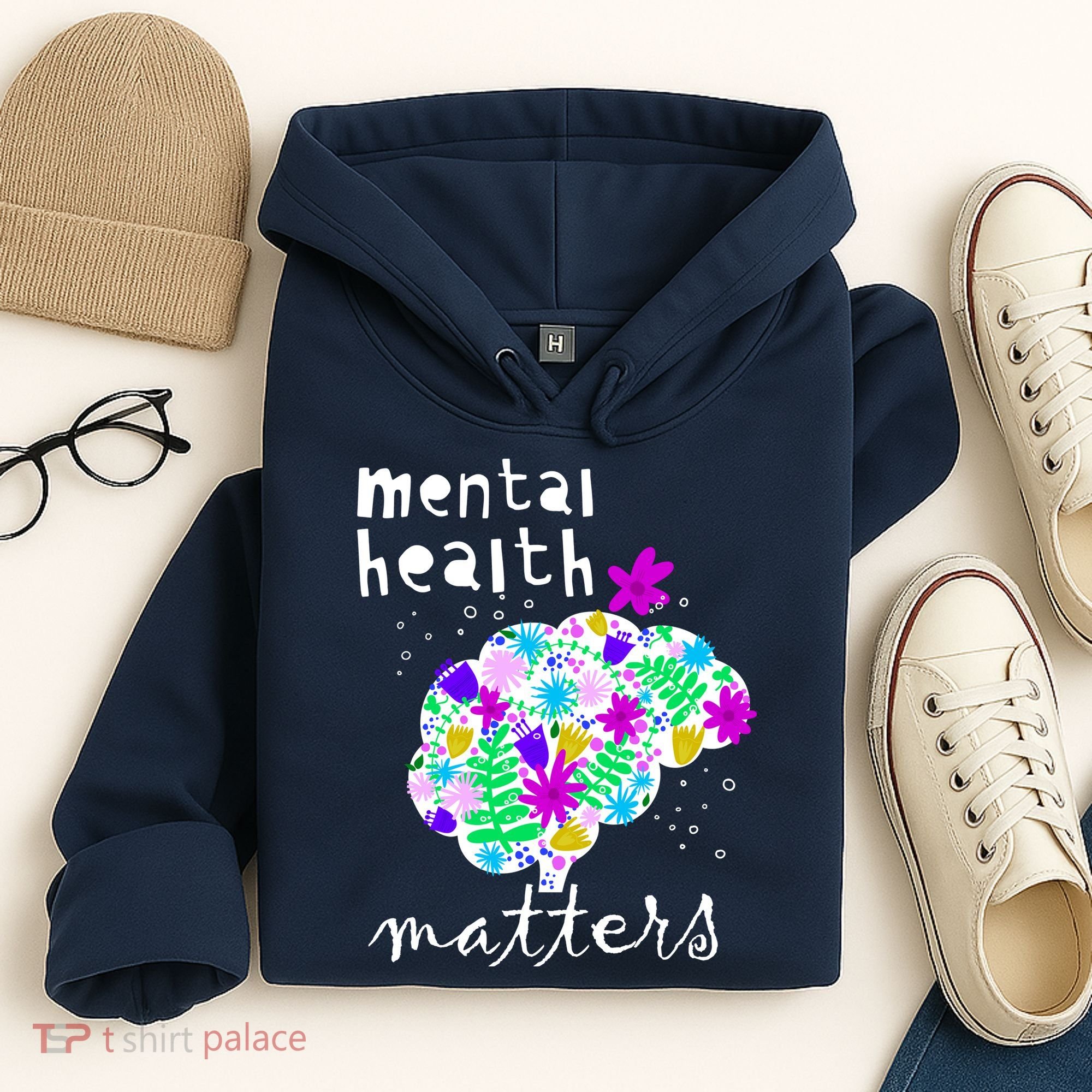 Mental Health Matters Flowers Brain Awareness Month Hoodie