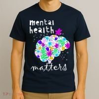 Mental Health Matters Flowers Brain Awareness Month T-Shirt thumb 3
