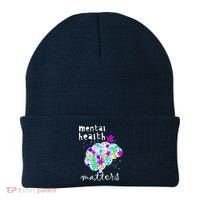 Mental Health Matters Flowers Brain Awareness Month Beanie thumb 0