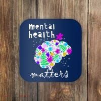 Mental Health Matters Flowers Brain Awareness Month Coaster thumb 0