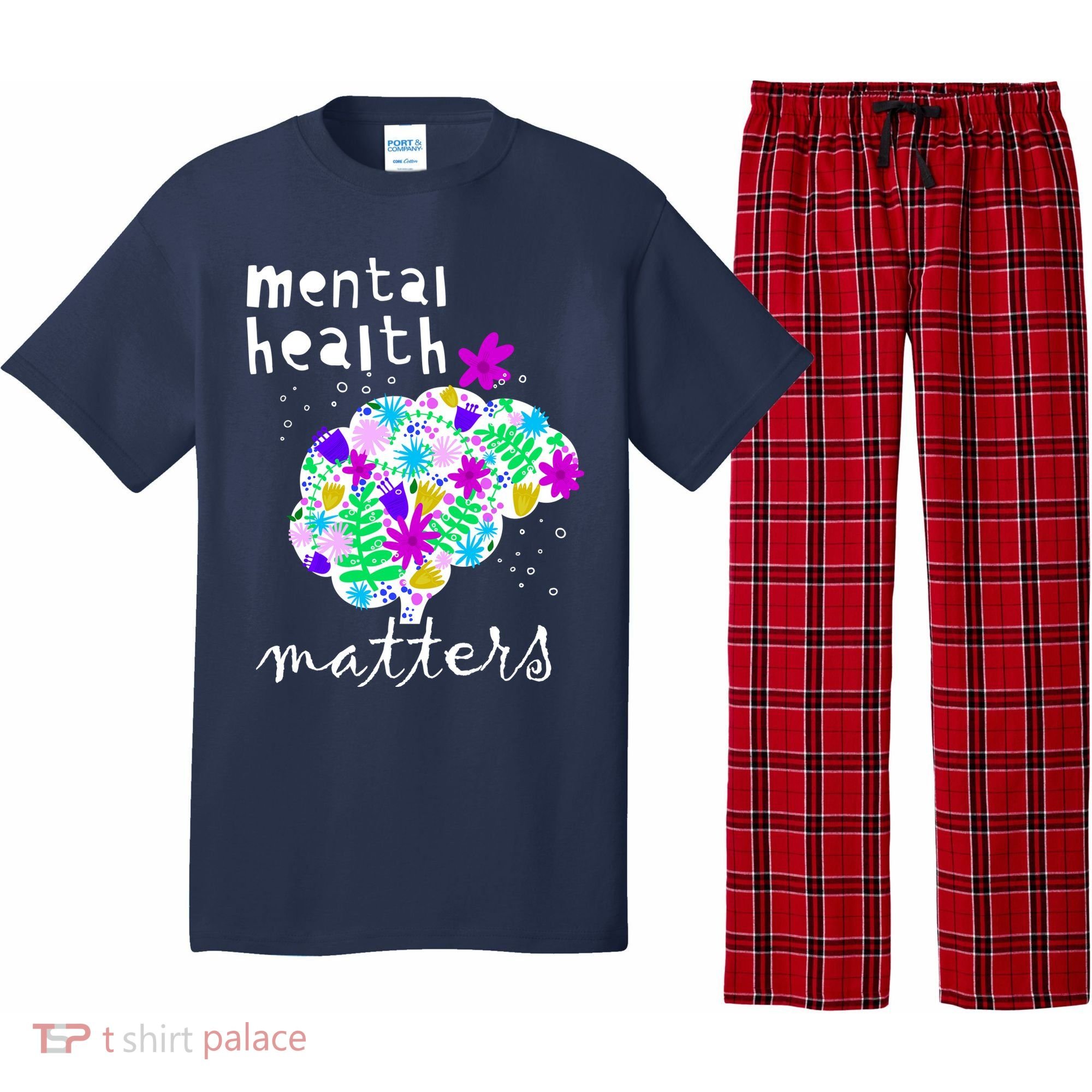 Mental Health Matters Flowers Brain Awareness Month Pajama Set