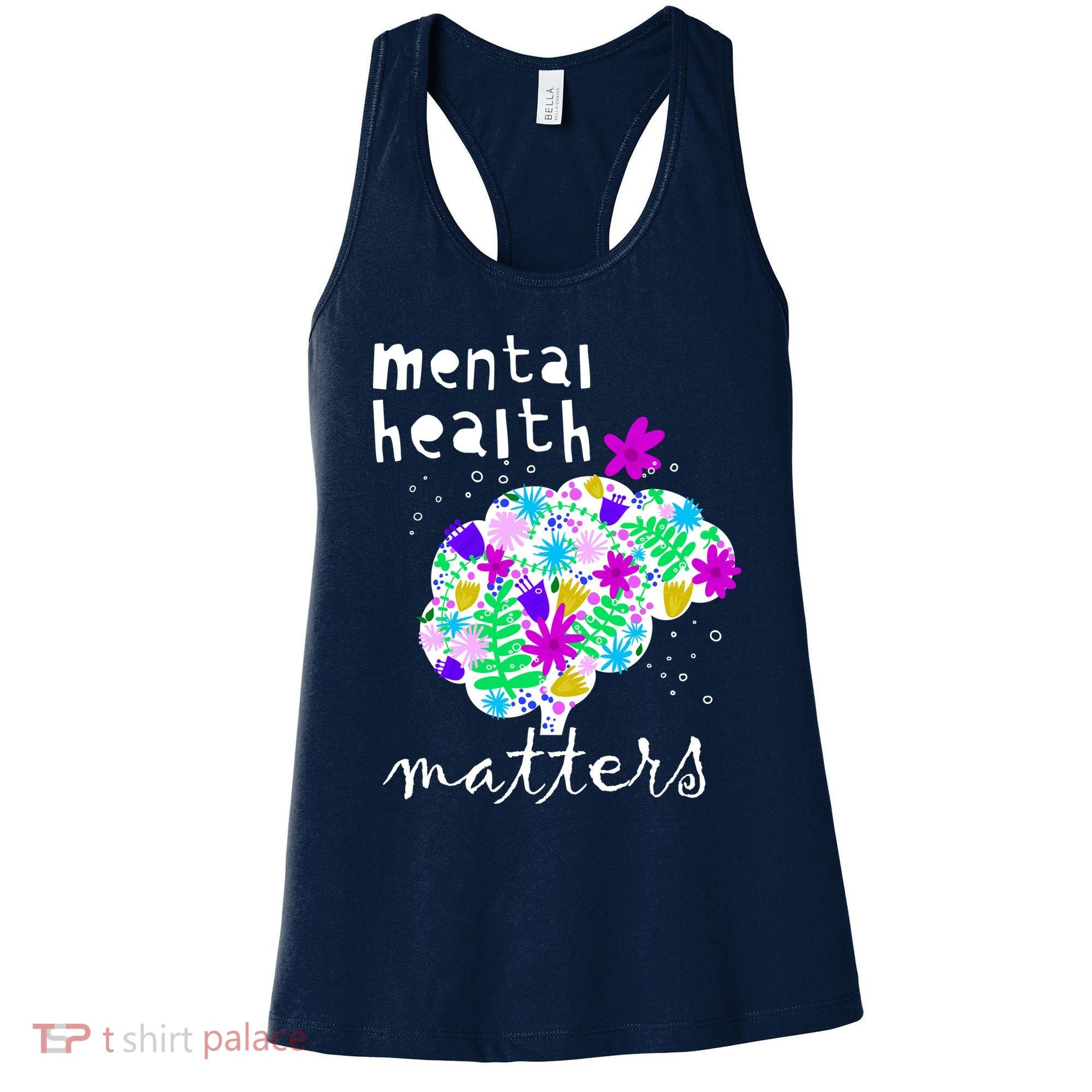 Mental Health Matters Flowers Brain Awareness Month Women's Tank Top