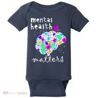 Mental Health Matters Flowers Brain Awareness Month Baby Bodysuit thumb 0