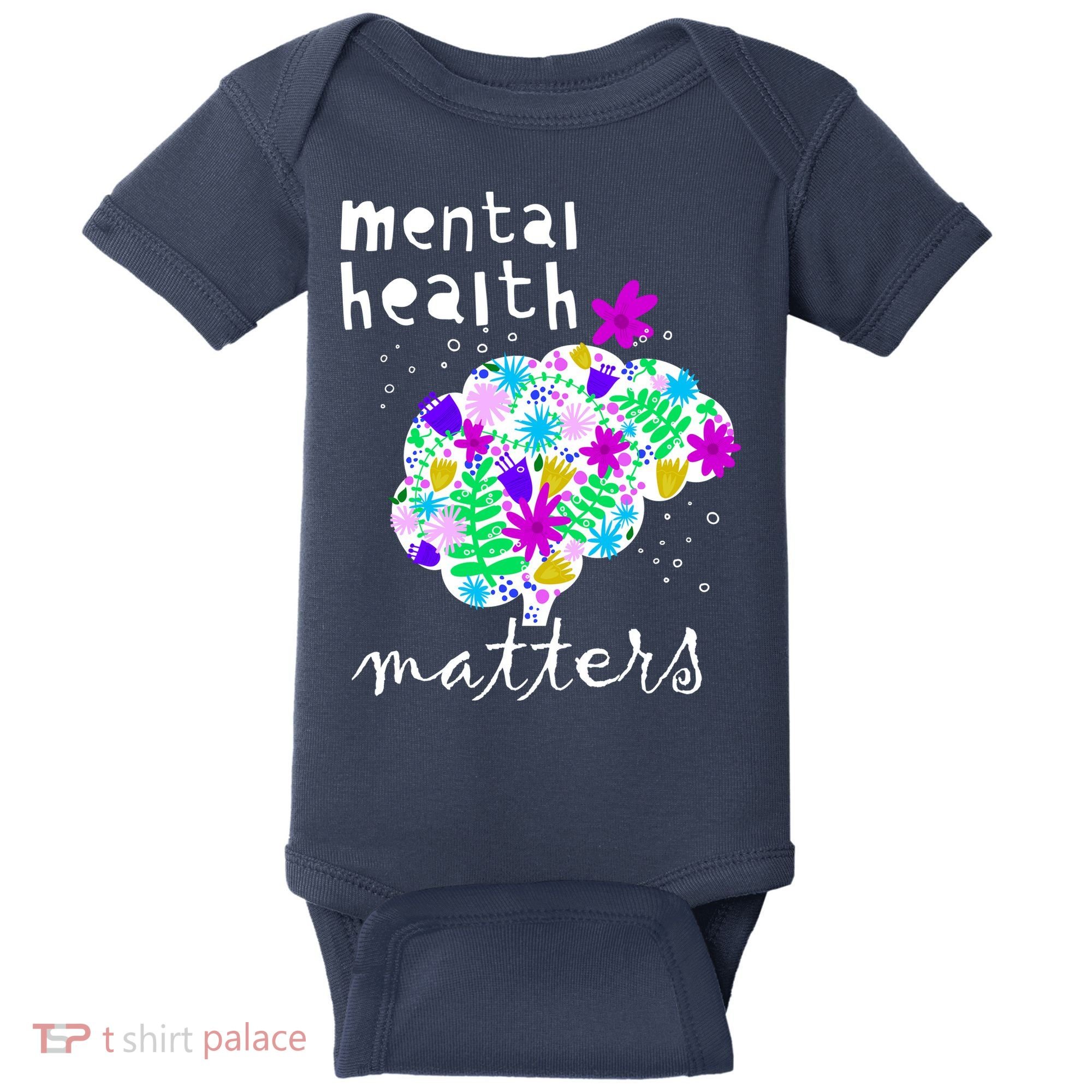 Mental Health Matters Flowers Brain Awareness Month Baby Bodysuit