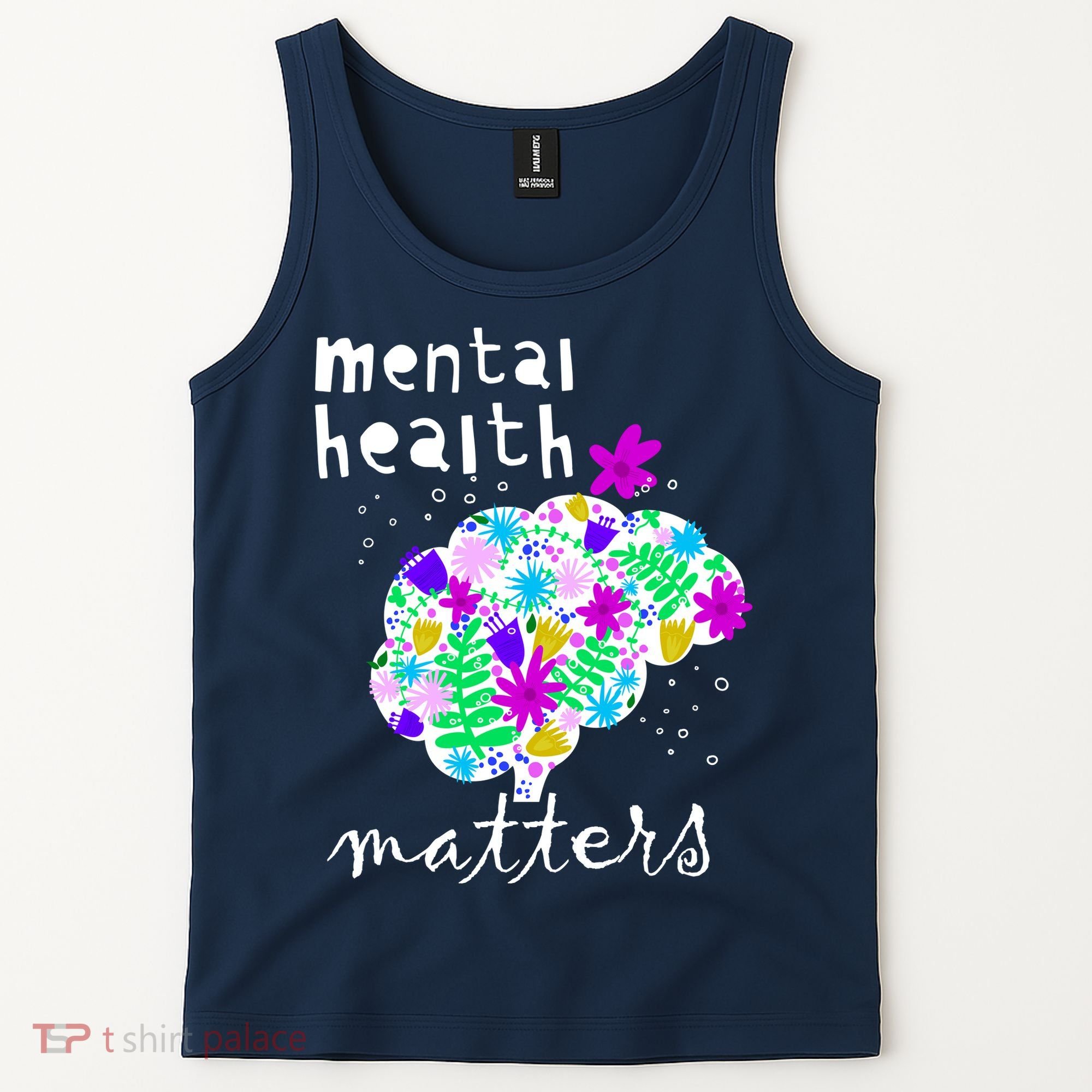 Mental Health Matters Flowers Brain Awareness Month Tank Top