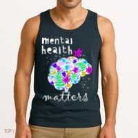 Mental Health Matters Flowers Brain Awareness Month Tank Top thumb 3