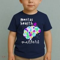 Mental Health Matters Flowers Brain Awareness Month Toddler T-Shirt thumb 2