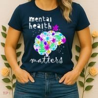Mental Health Matters Flowers Brain Awareness Month Women's T-Shirt thumb 2