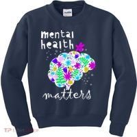 Mental Health Matters Flowers Brain Awareness Month Kids Sweatshirt thumb 0