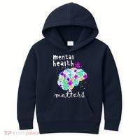 Mental Health Matters Flowers Brain Awareness Month Kids Hoodie thumb 0
