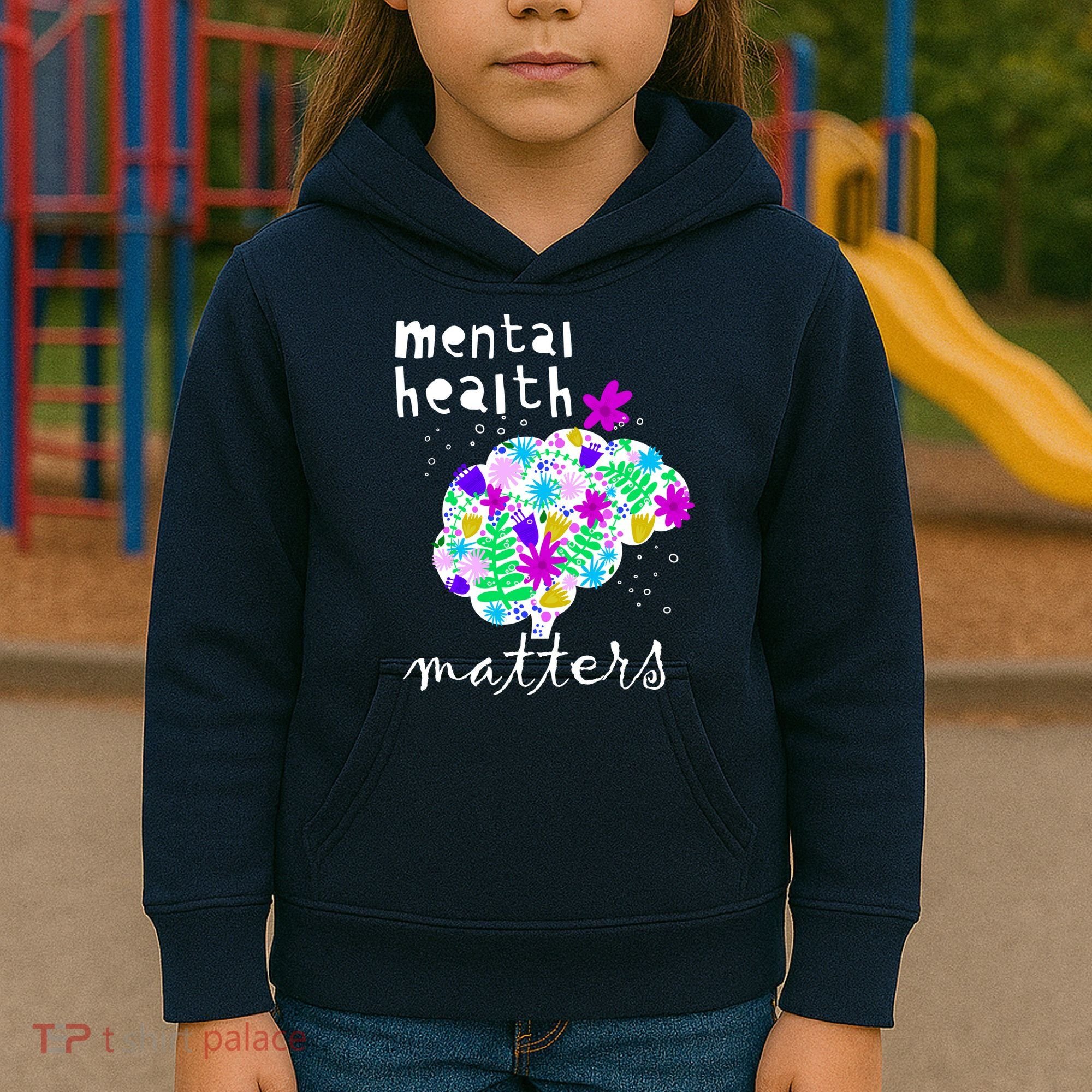 Mental Health Matters Flowers Brain Awareness Month Kids Hoodie