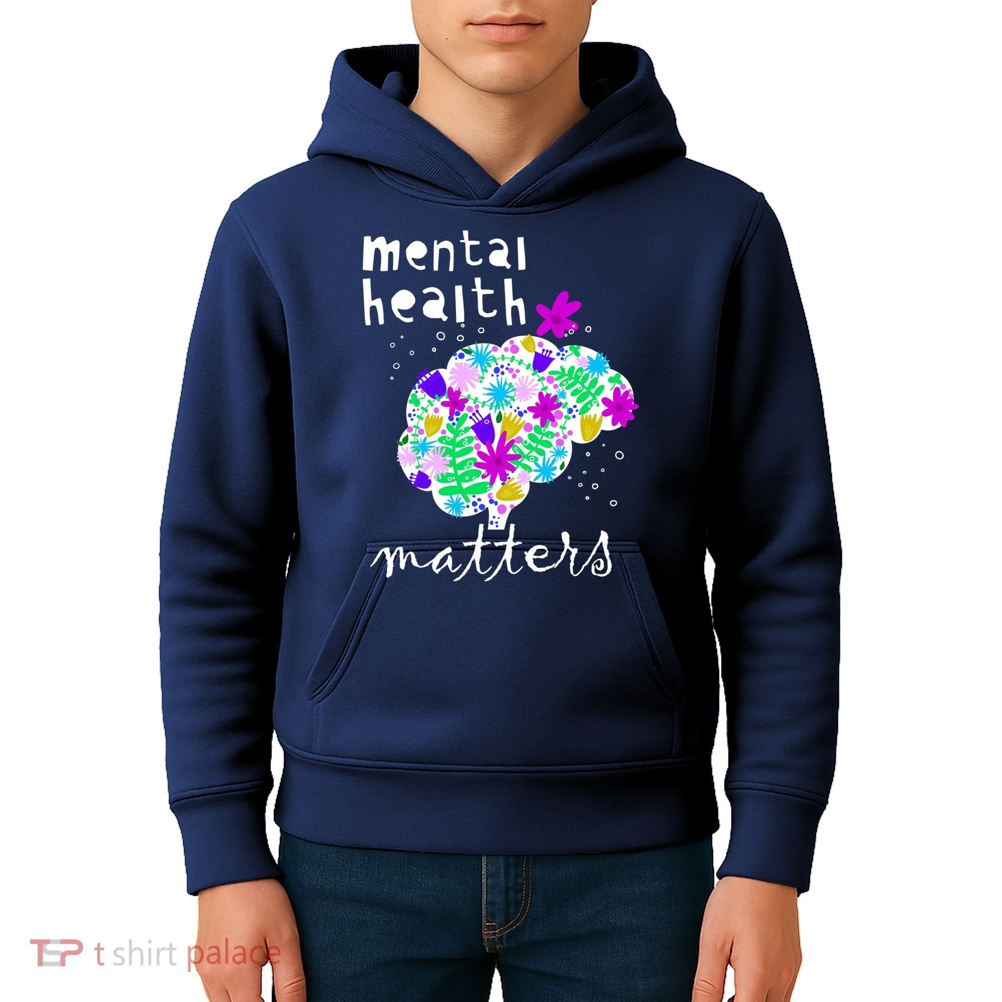 Mental Health Matters Flowers Brain Awareness Month Kids Hoodie