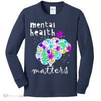 Mental Health Matters Flowers Brain Awareness Month Kids Long Sleeve Shirt thumb 0