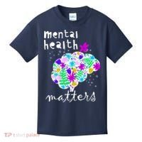 Mental Health Matters Flowers Brain Awareness Month Kids T-Shirt thumb 0
