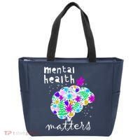 Mental Health Matters Flowers Brain Awareness Month Tote Bag thumb 0