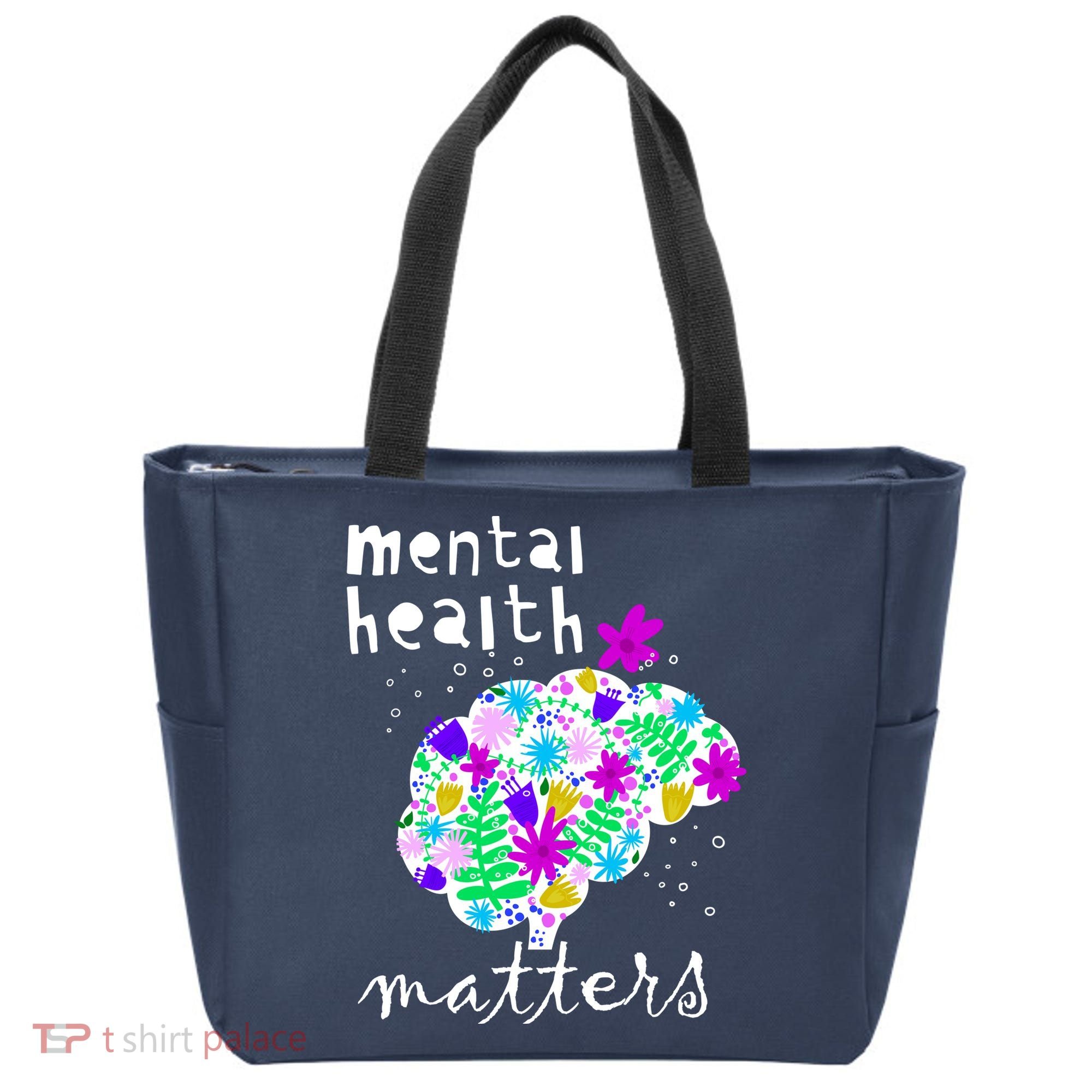 Mental Health Matters Flowers Brain Awareness Month Tote Bag