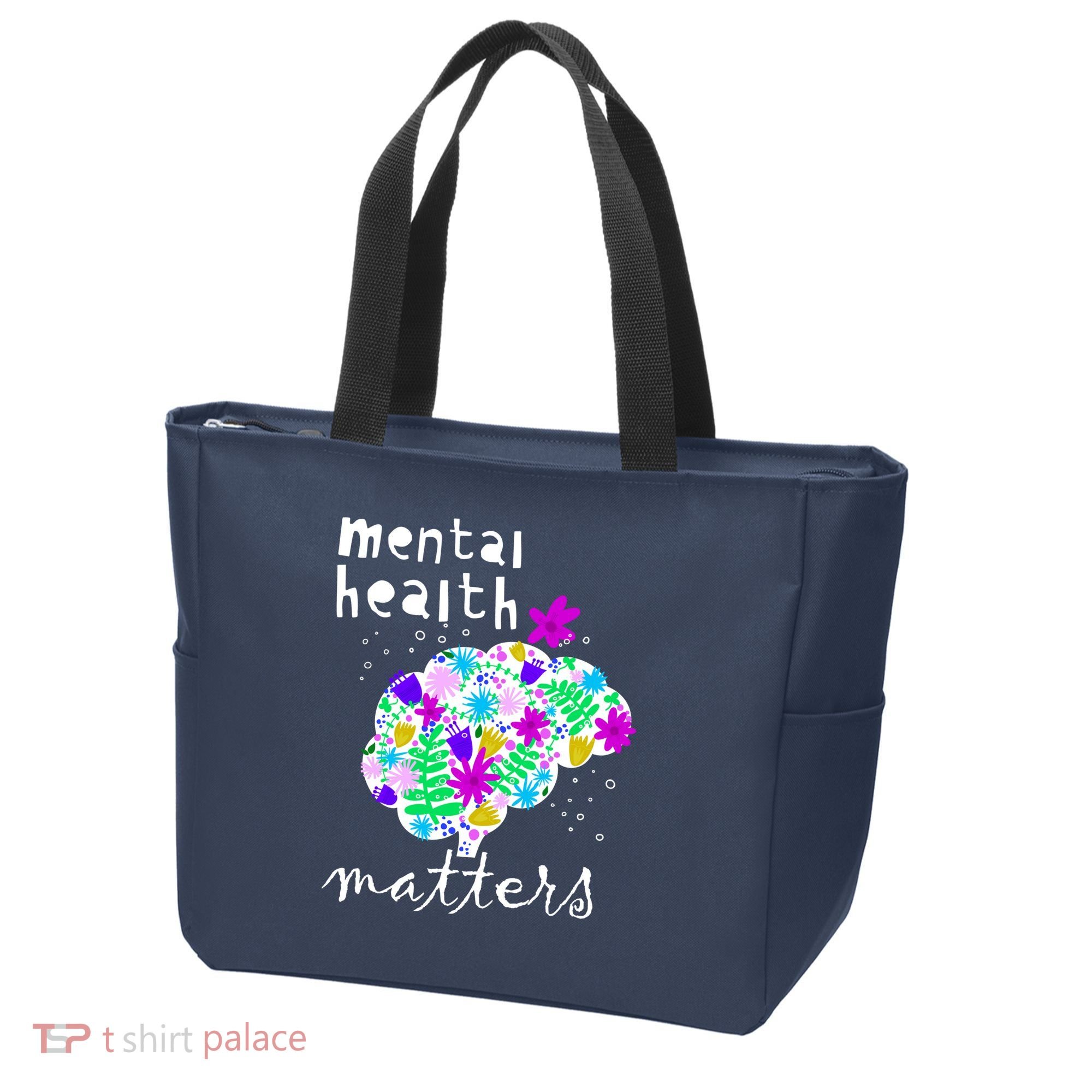 Mental Health Matters Flowers Brain Awareness Month Tote Bag