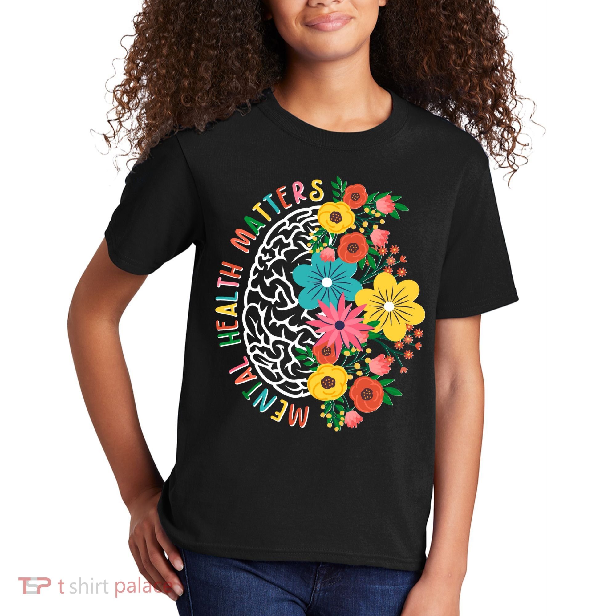 Mental Health Matters Flowering Mind Kids T-Shirt