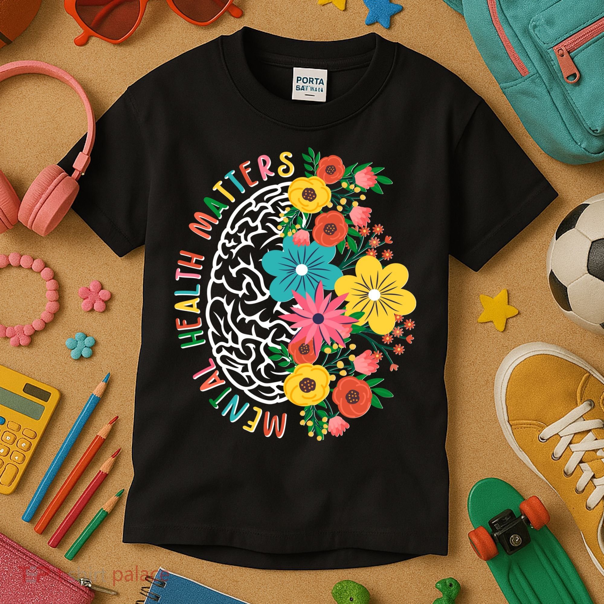Mental Health Matters Flowering Mind Kids T-Shirt