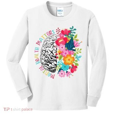 Mental Health Matters Gift Human Brain Illness Awareness Kids Long Sleeve Shirt