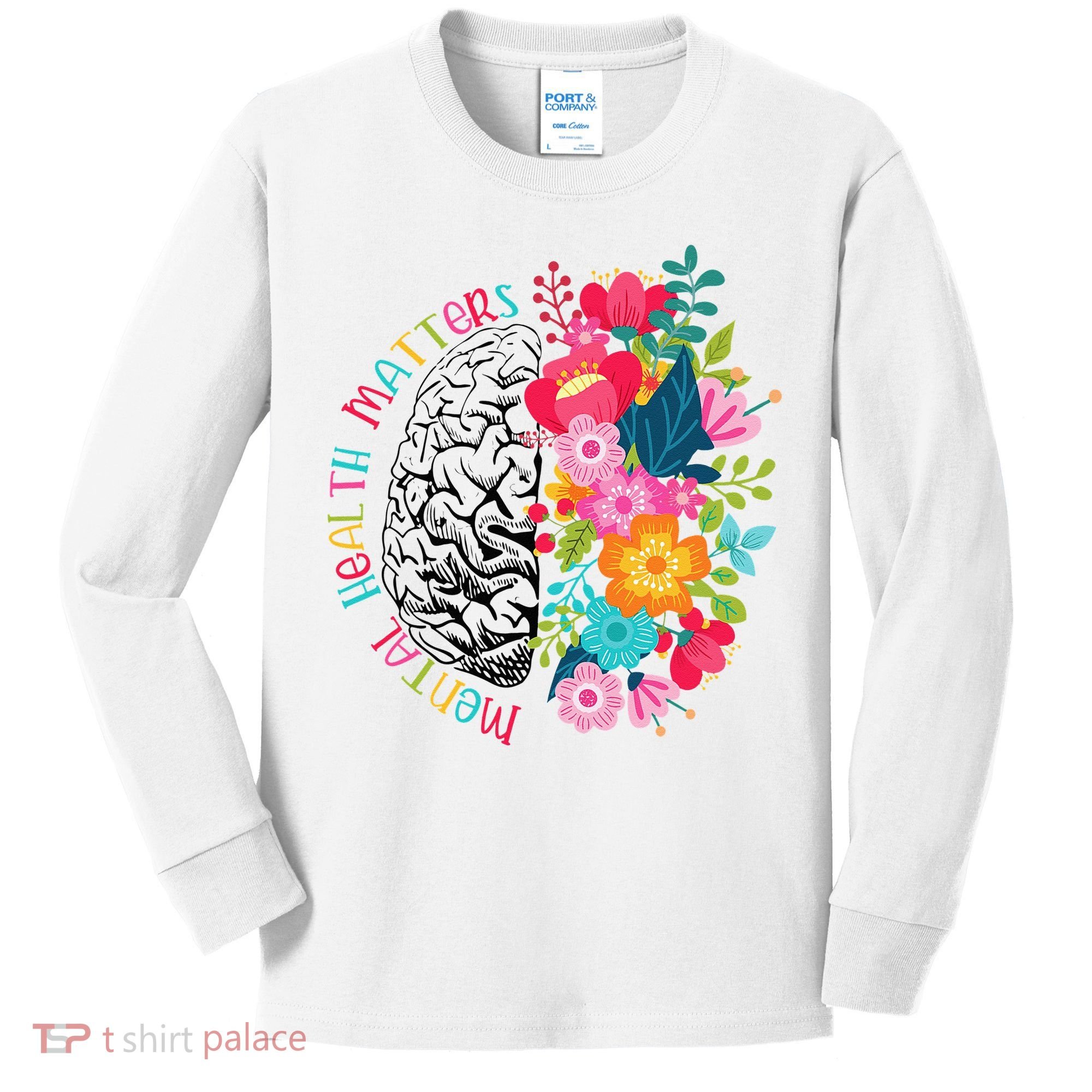 Mental Health Matters Gift Human Brain Illness Awareness Kids Long Sleeve Shirt