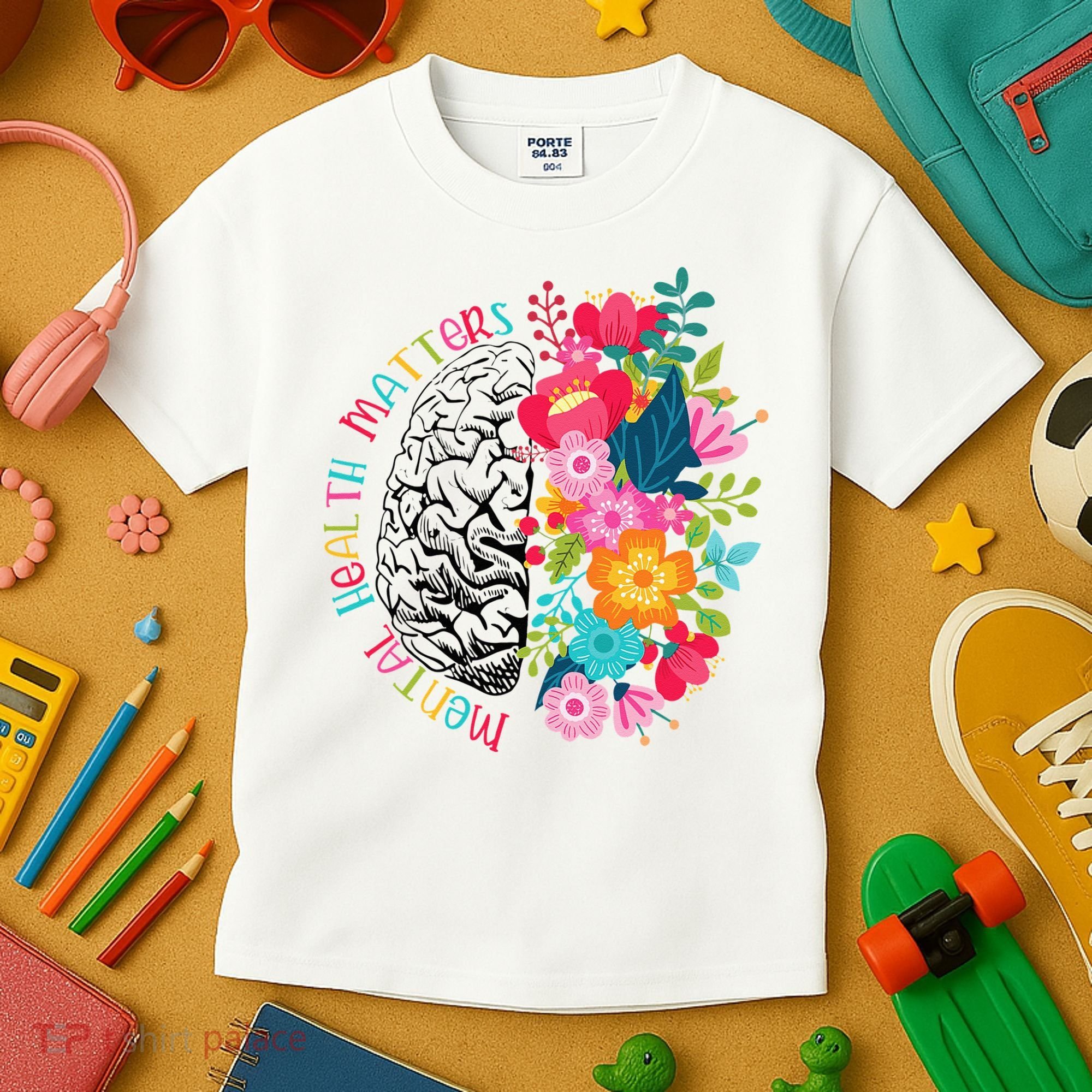 Mental Health Matters Gift Human Brain Illness Awareness Kids T-Shirt