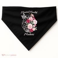 Mental Health Matters Hand Drawn Flowers Brain Awareness Month USA-Made Doggie Bandana thumb 0