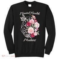 Mental Health Matters Hand Drawn Flowers Brain Awareness Month Sweatshirt thumb 0