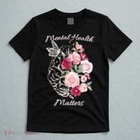 Mental Health Matters Hand Drawn Flowers Brain Awareness Month T-Shirt thumb 5