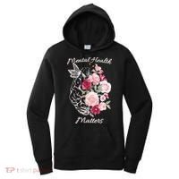 Mental Health Matters Hand Drawn Flowers Brain Awareness Month Women's Hoodie thumb 0