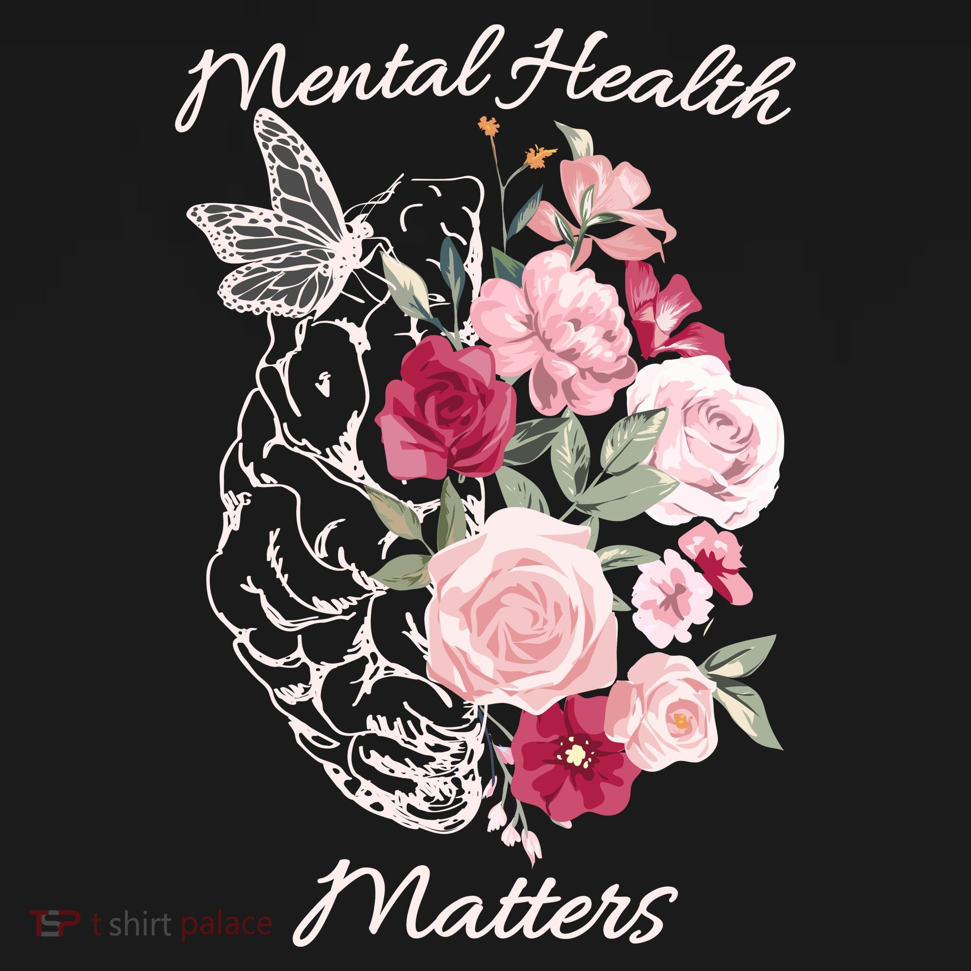 Mental Health Matters Hand Drawn Flowers Brain Awareness Month Women's Hoodie