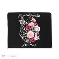 Mental Health Matters Hand Drawn Flowers Brain Awareness Month Mousepad thumb 0