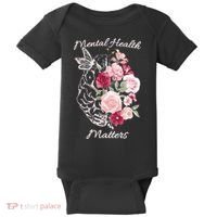 Mental Health Matters Hand Drawn Flowers Brain Awareness Month Baby Bodysuit thumb 0