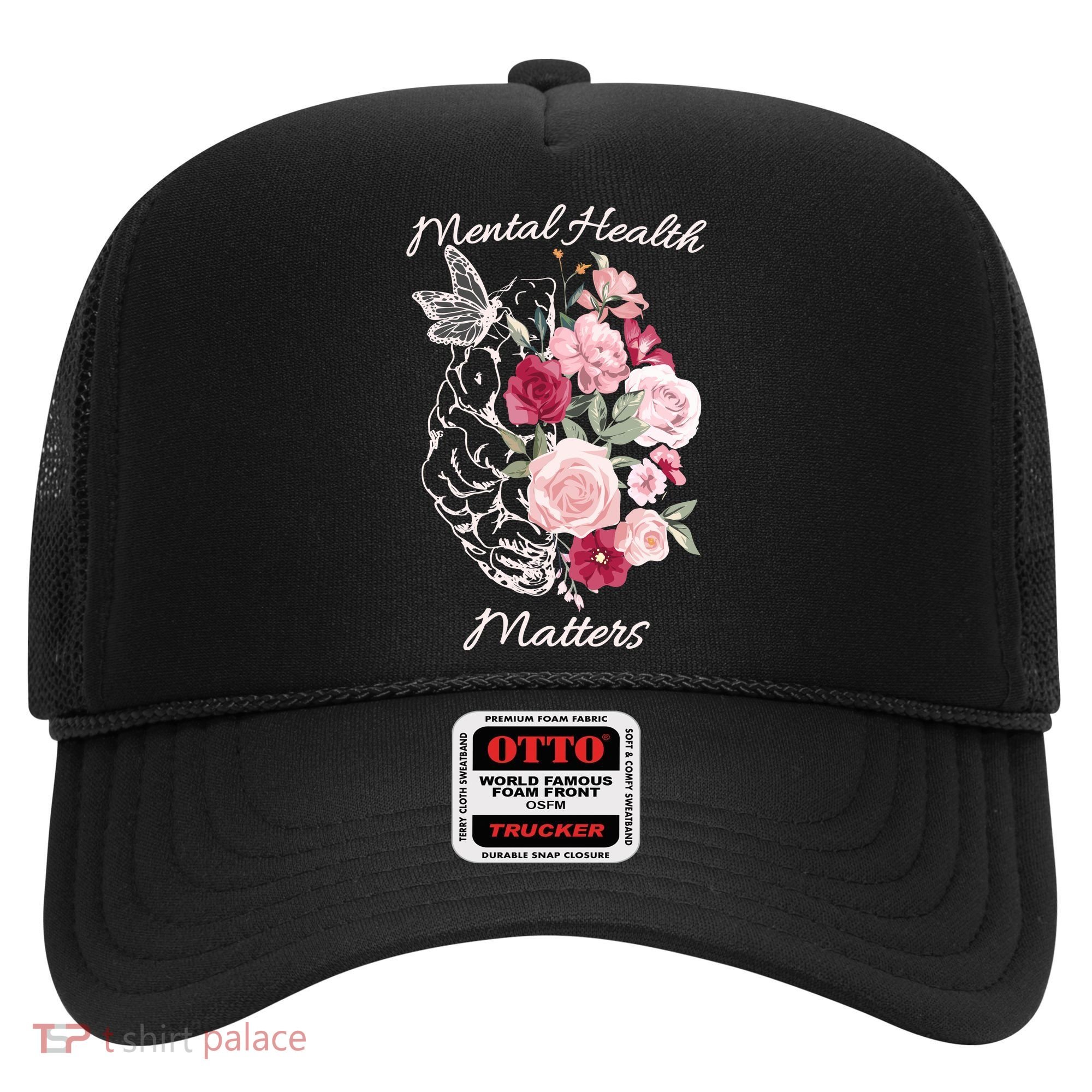 Mental Health Matters Hand Drawn Flowers Brain Awareness Month Hat