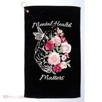Mental Health Matters Hand Drawn Flowers Brain Awareness Month Golf Towel thumb 0